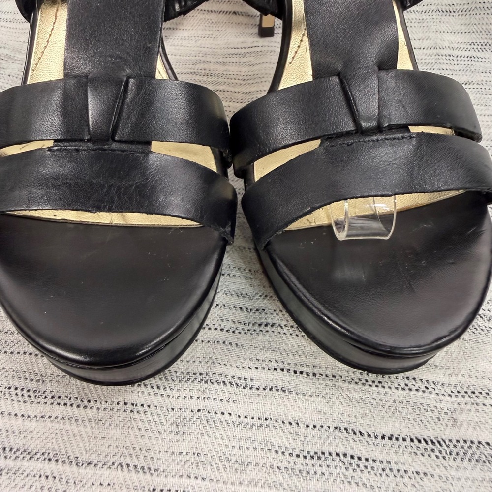Marc Fisher Black Leather Vachella Sandal Size 8 Strappy Stiletto Ankle Strap - Picture 3 of 10